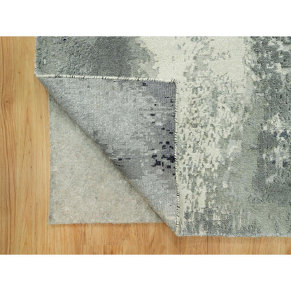 Modern and Contemporary Wool & Silk Hand Knotted Rug Black No Border 2.6X11.11 -O090463