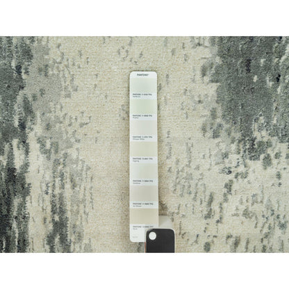 Modern and Contemporary Wool & Silk Hand Knotted Rug Black No Border 2.6X11.11 -O090463