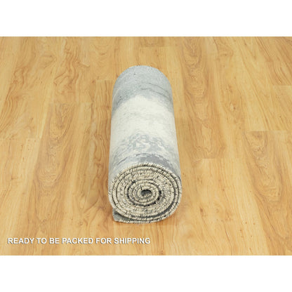 Modern and Contemporary Wool & Silk Hand Knotted Rug Black No Border 2.6X11.11 -O090463
