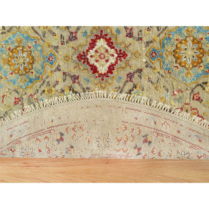 Transitional Wool & Silk Hand Knotted Rug Beige Camel 6.0X6.0 -O090464
