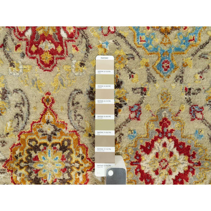 Transitional Wool & Silk Hand Knotted Rug Beige Camel 6.0X6.0 -O090464