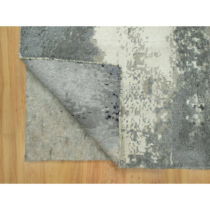 Modern and Contemporary Wool & Silk Hand Knotted Rug Black No Border 2.7X10.0 -O090465