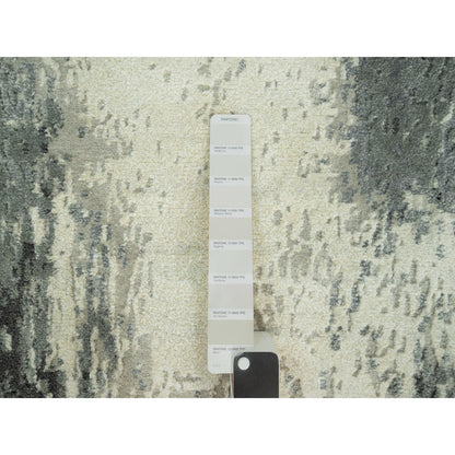 Modern and Contemporary Wool & Silk Hand Knotted Rug Black No Border 2.7X10.0 -O090465
