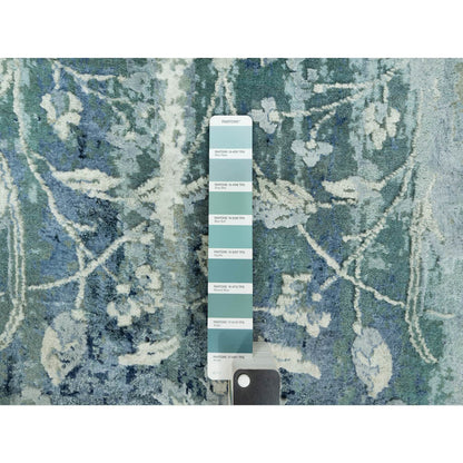 Transitional Wool & Silk Hand Knotted Rug Blue No Border 3.0X5.10 -O090470