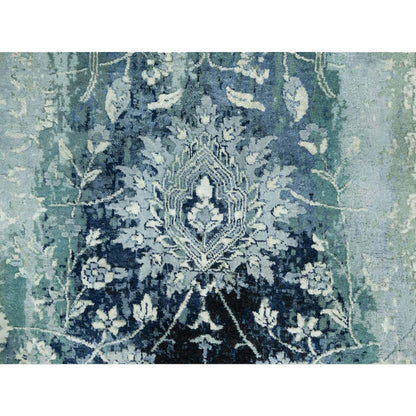 Transitional Wool & Silk Hand Knotted Rug Blue No Border 3.0X5.10 -O090470