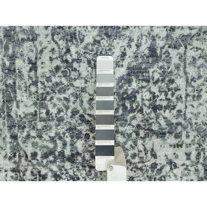 Transitional Wool & Silk Hand Knotted Rug Grey No Border 2.6X15.8 -O090472