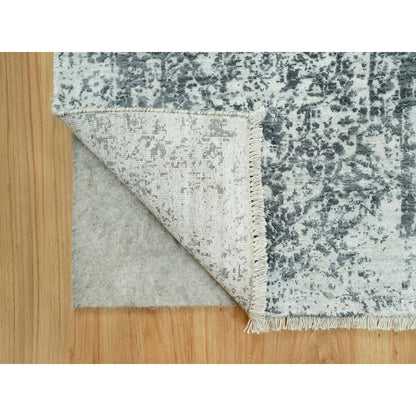 Transitional Wool & Silk Hand Knotted Rug Grey No Border 2.6X15.8 -O090473