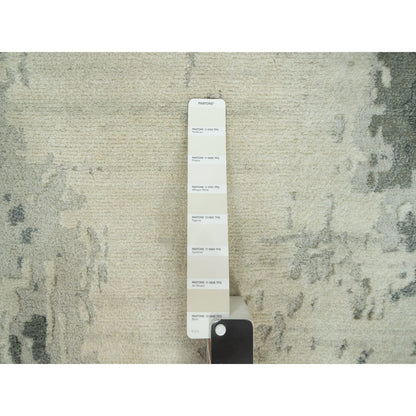 Modern and Contemporary Wool & Silk Hand Knotted Rug Black No Border 4.2X12.0 -O090474