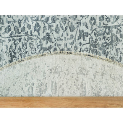 Transitional Wool & Silk Hand Knotted Rug Grey No Border 13.10X13.10 -O090480