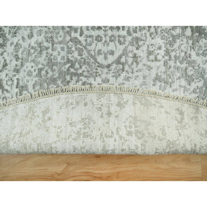 Transitional Wool & Silk Hand Knotted Rug Grey No Border 13.10X13.10 -O090483