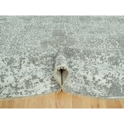 Transitional Wool & Silk Hand Knotted Rug Grey No Border 13.10X13.10 -O090483