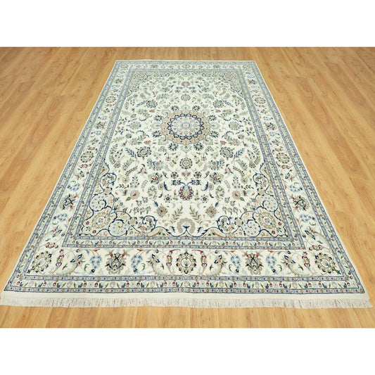 Fine Oriental Wool Hand Knotted Rug Ivory Ivory 8.10X12.3 -O090491