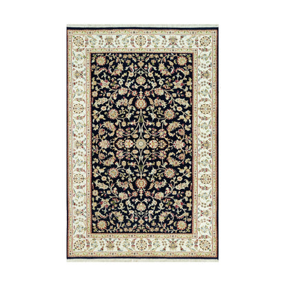 Fine Oriental Wool Hand Knotted Rug Blue Ivory 5.0X7.11 -O090492