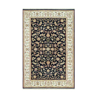 Fine Oriental Wool Hand Knotted Rug Blue Ivory 5.0X7.11 -O090492