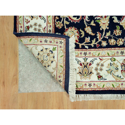 Fine Oriental Wool Hand Knotted Rug Blue Ivory 5.0X7.11 -O090492