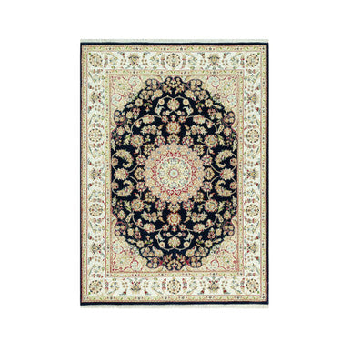 Fine Oriental Wool Hand Knotted Rug Blue Ivory 5.0X6.11 -O090493