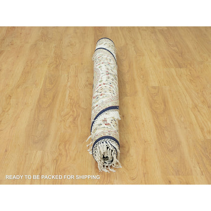 Fine Oriental Wool Hand Knotted Rug Blue Ivory 6.7X6.7 -O090497