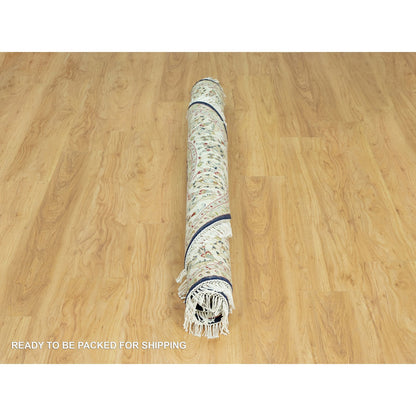 Fine Oriental Wool Hand Knotted Rug Blue Ivory 6.2X6.2 -O090499
