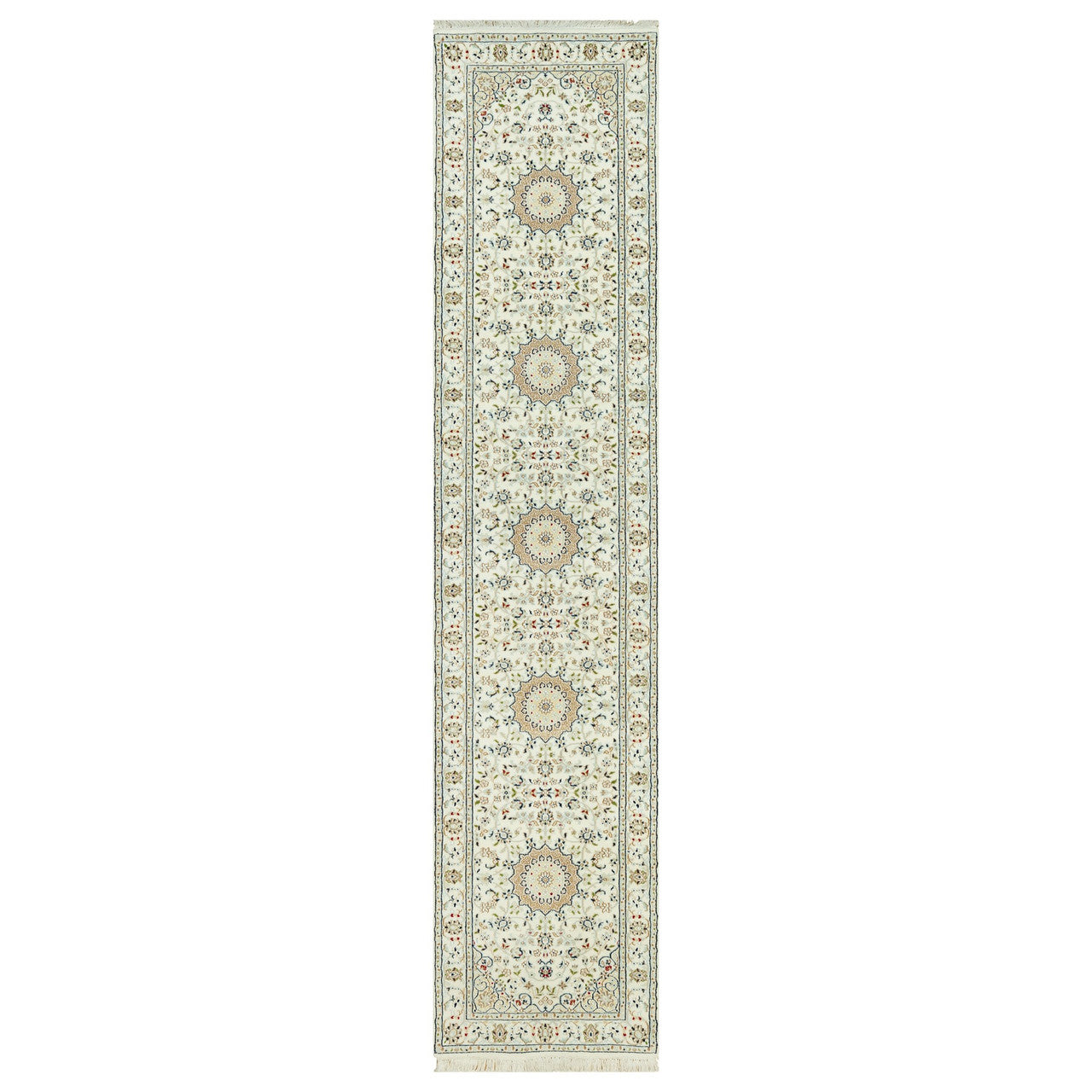 Fine Oriental Wool Hand Knotted Rug Ivory Ivory 2.8X12.1 -O090504