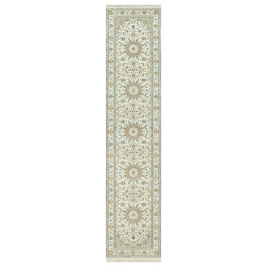 Fine Oriental Wool Hand Knotted Rug Ivory Ivory 2.8X12.1 -O090504