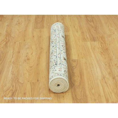 Fine Oriental Wool Hand Knotted Rug Ivory Ivory 4.1X6.2 -O090507