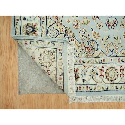 Fine Oriental Wool Hand Knotted Rug Blue Ivory 4.2X6.1 -O090509