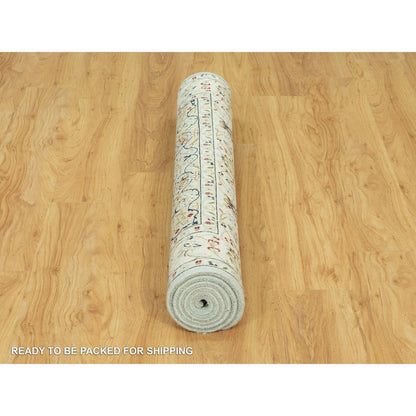 Fine Oriental Wool Hand Knotted Rug Blue Ivory 4.2X6.1 -O090509