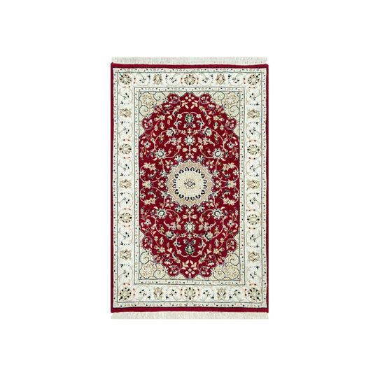 Fine Oriental Wool Hand Knotted Rug Red Ivory 2.7X4.1 -O090515