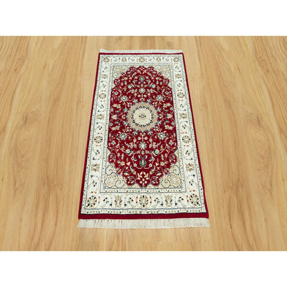 Fine Oriental Wool Hand Knotted Rug Red Ivory 2.7X4.1 -O090515