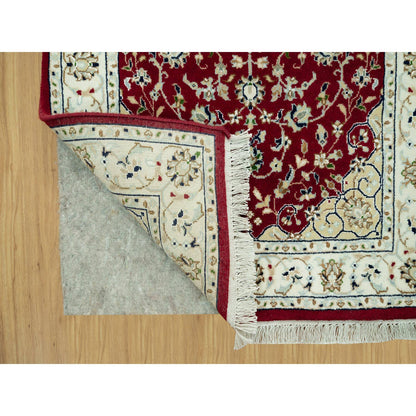 Fine Oriental Wool Hand Knotted Rug Red Ivory 2.7X4.1 -O090515