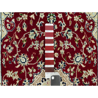 Fine Oriental Wool Hand Knotted Rug Red Ivory 2.7X4.1 -O090515