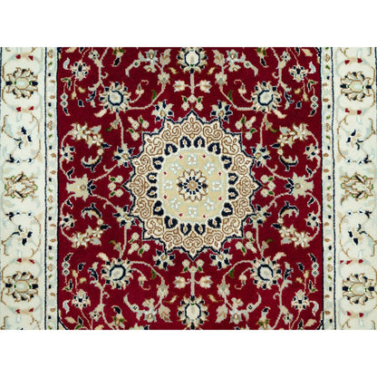 Fine Oriental Wool Hand Knotted Rug Red Ivory 2.7X4.1 -O090515
