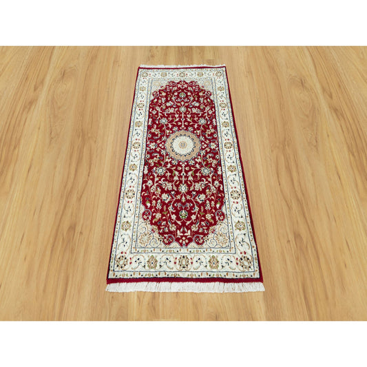 Fine Oriental Wool Hand Knotted Rug Red Ivory 2.4X4.9 -O090516