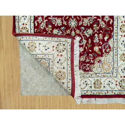 Fine Oriental Wool Hand Knotted Rug Red Ivory 2.4X4.9 -O090516