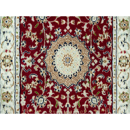 Fine Oriental Wool Hand Knotted Rug Red Ivory 2.4X4.9 -O090516