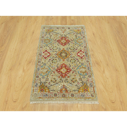 Transitional Wool & Silk Hand Knotted Rug Beige No Border 3.3X5.0 -O090521