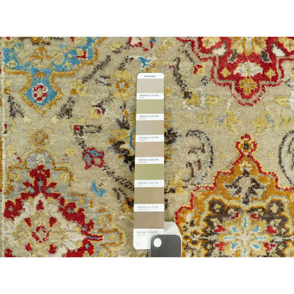 Transitional Wool & Silk Hand Knotted Rug Beige No Border 3.3X5.0 -O090521