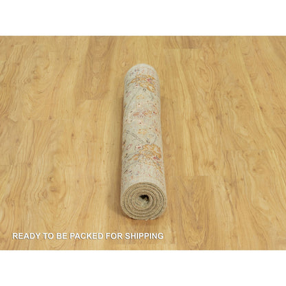 Transitional Wool & Silk Hand Knotted Rug Beige No Border 3.3X5.0 -O090521