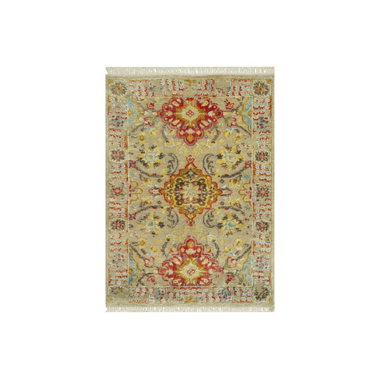 Transitional Wool & Silk Hand Knotted Rug Beige No Border 2.3X3.0 -O090522