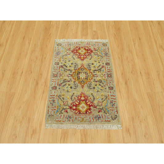 Transitional Wool & Silk Hand Knotted Rug Beige No Border 2.3X3.0 -O090522