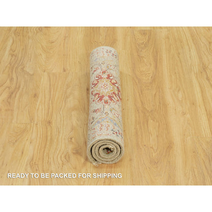 Transitional Wool & Silk Hand Knotted Rug Beige No Border 2.3X3.0 -O090522