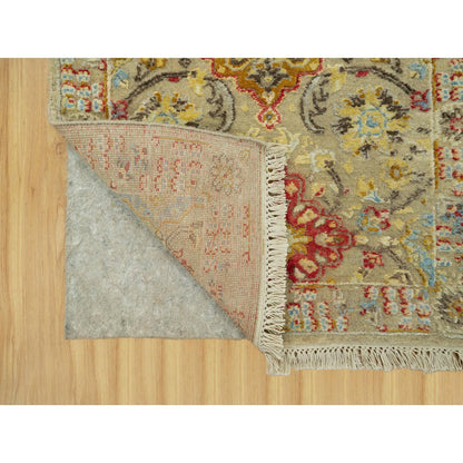 Transitional Wool & Silk Hand Knotted Rug Beige No Border 2.1X3.1 -O090523
