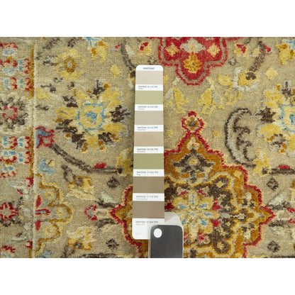 Transitional Wool & Silk Hand Knotted Rug Beige No Border 2.1X3.1 -O090523