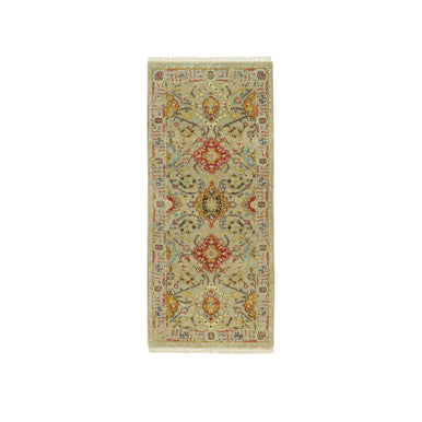 Transitional Wool & Silk Hand Knotted Rug Beige No Border 2.8X6.0 -O090524