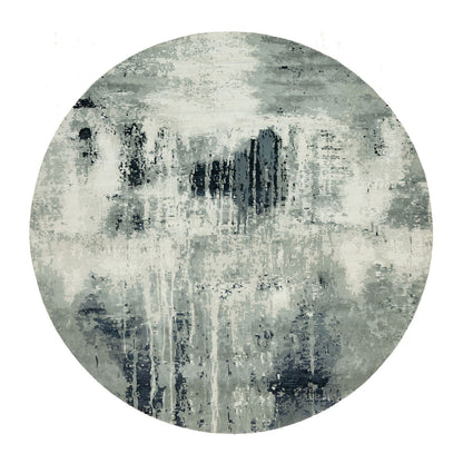 Modern and Contemporary Wool & Silk Hand Knotted Rug Black No Border 11.9X11.9 -O090525