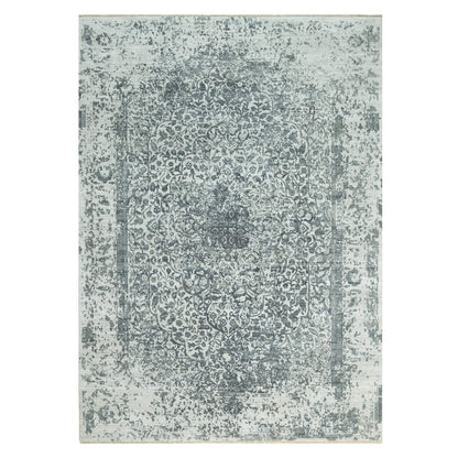 Transitional Wool & Silk Hand Knotted Rug Grey No Border 10.0X14.1 -O090527