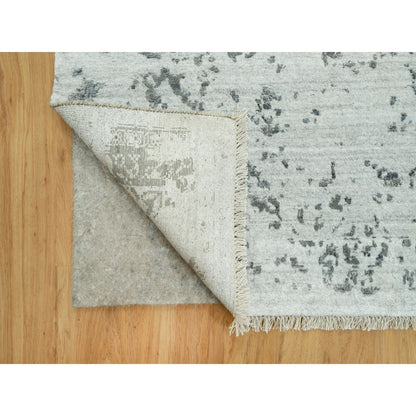 Transitional Wool & Silk Hand Knotted Rug Grey No Border 10.0X14.1 -O090527