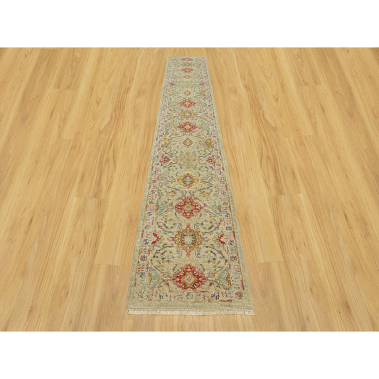 Transitional Wool & Silk Hand Knotted Rug Beige No Border 2.9X15.10 -O090528