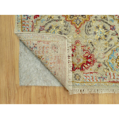 Transitional Wool & Silk Hand Knotted Rug Beige No Border 2.8X15.10 -O090531