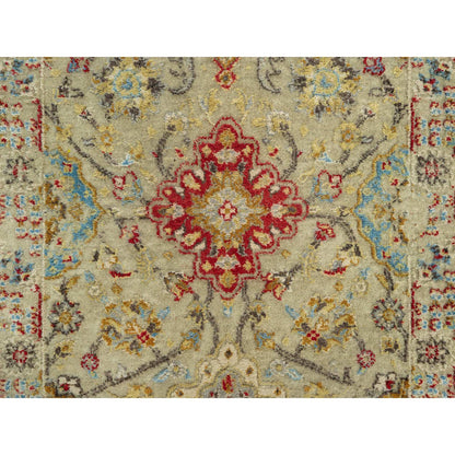 Transitional Wool & Silk Hand Knotted Rug Beige No Border 2.8X15.10 -O090531